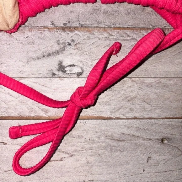 Old Navy Pink Ribbed Swim Top Tie Back Sexy Summer Beach Bikini Top 3X - Picture 9 of 13